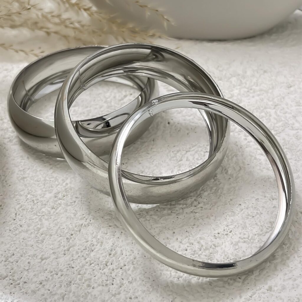 Chunky Gold Bangle Bracelets for Women Stack Trendy Silver Wide Wrist Statement Cuff Bracelet Arm Cuffs Upper Bangle Fashion Jewelry Gift Accessories Stack trendy silver wide wrist cuff review image