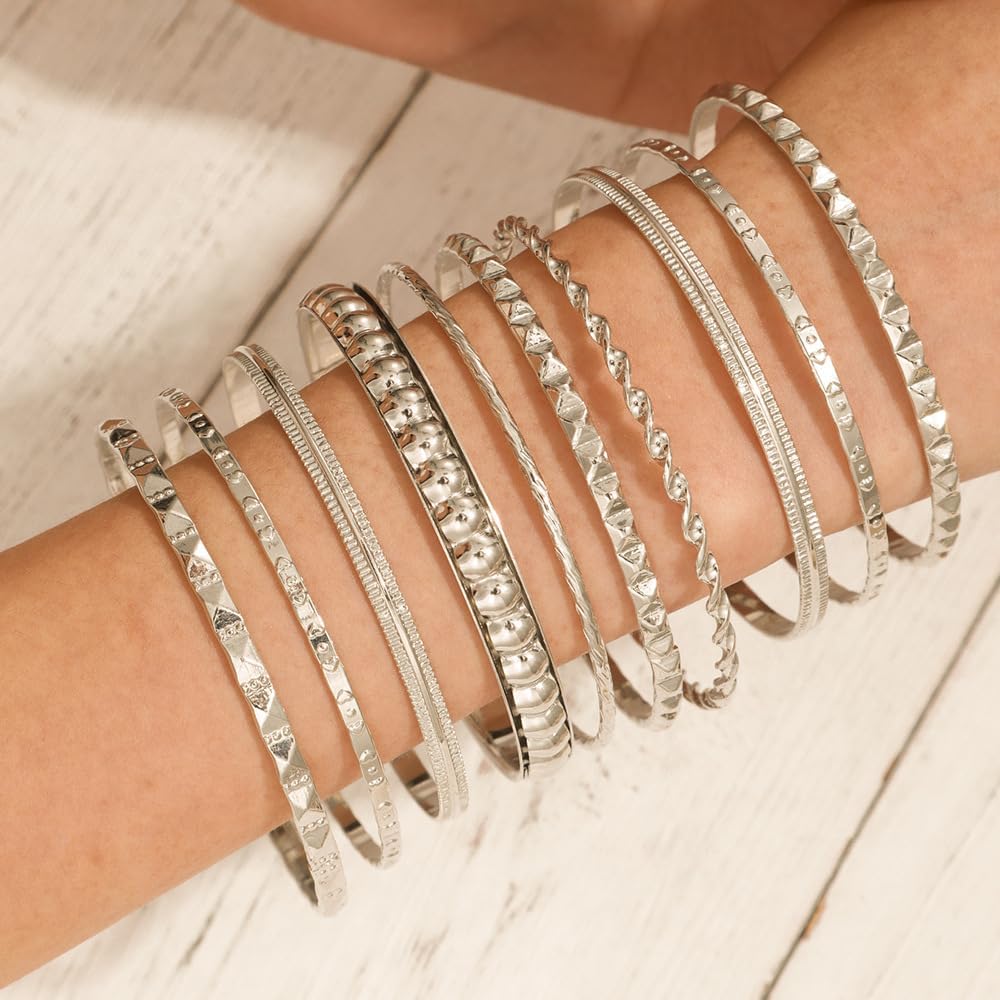 Gold bangle bracelets chunky gold set cuff bracelet photo