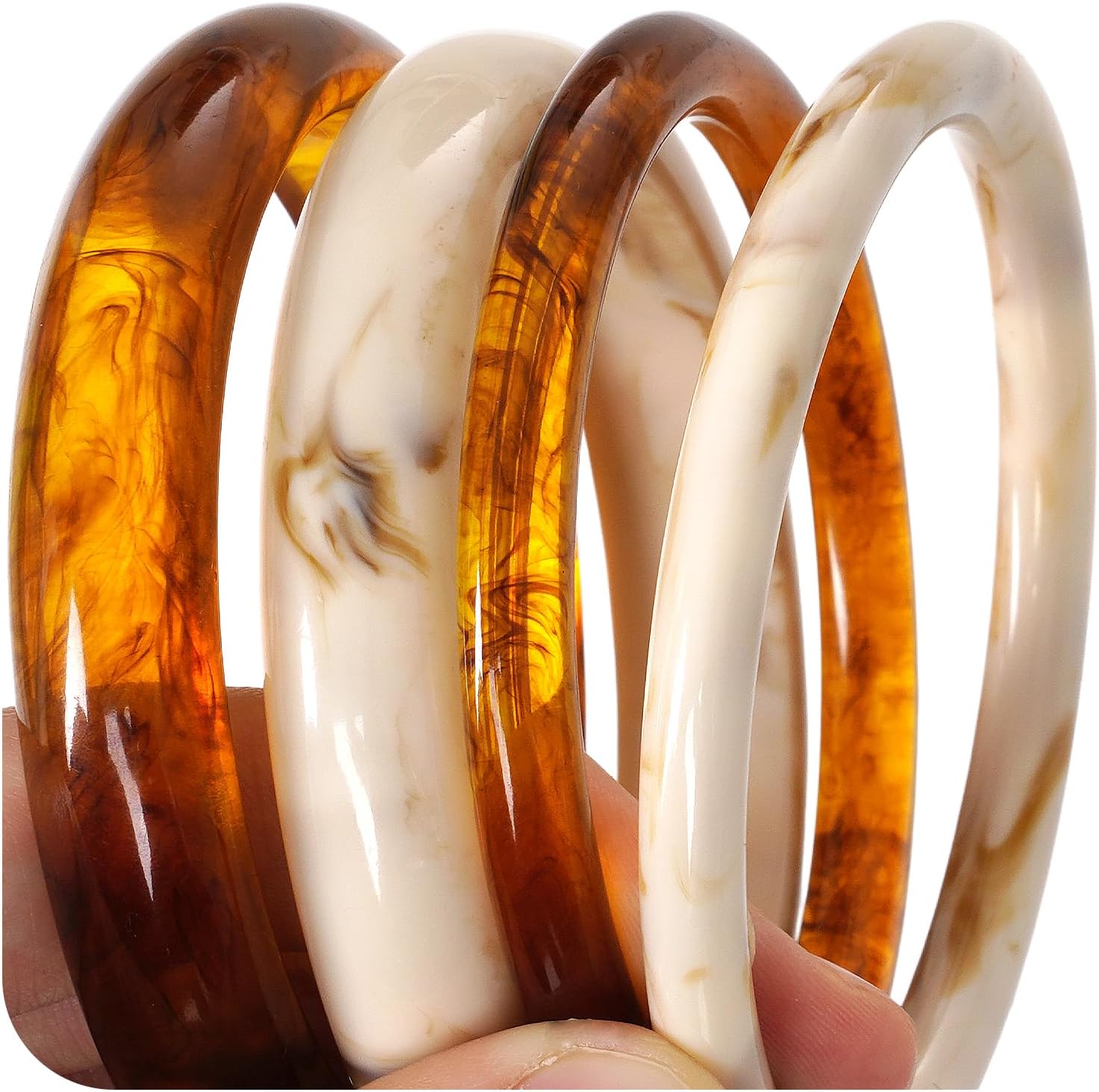 HOVEOX Acrylic Bangles Chunky Bracelets for Women review tips