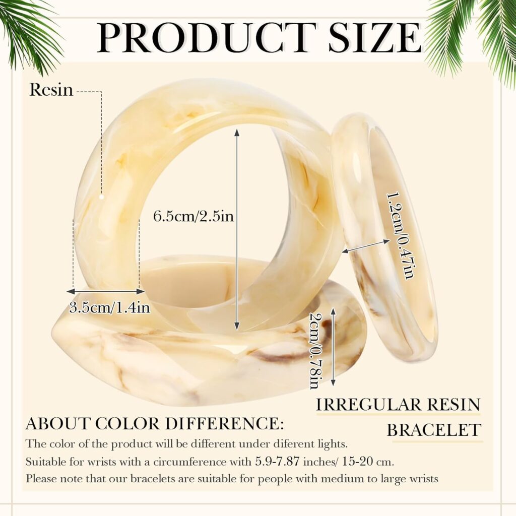 Quelay 3 Pcs Acrylic Colorful Resin Bangle Boho Chunky Bracelets for Women Irregular Geometric Cuff Wide Bracelets Quelay acrylic colorful resin bangle review image