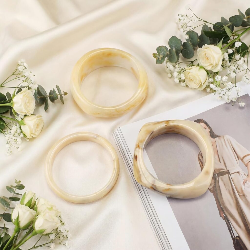 Quelay 3 Pcs Acrylic Colorful Resin Bangle Boho Chunky Bracelets for Women Irregular Geometric Cuff Wide Bracelets Quelay acrylic colorful resin bangle review illustration