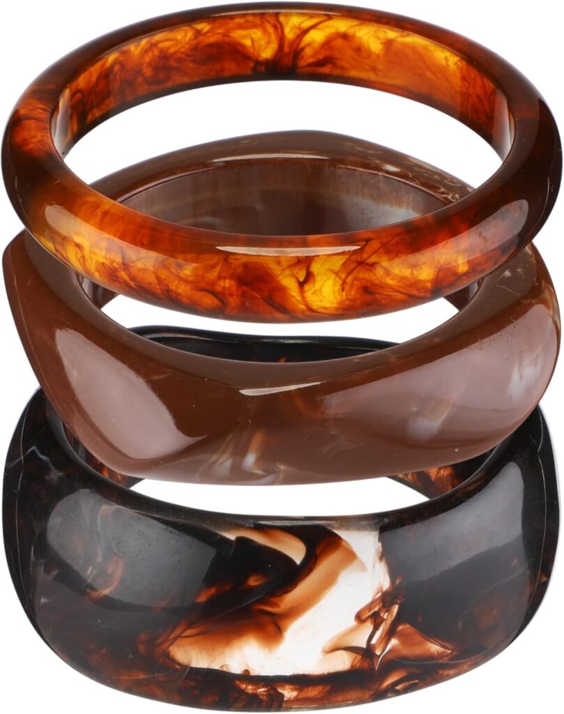 Quelay 3 Pcs Acrylic Colorful Resin Bangle Boho Chunky Bracelets for Women Irregular Geometric Cuff Wide Bracelets Quelay 3 pcs acrylic resin bangle review photo