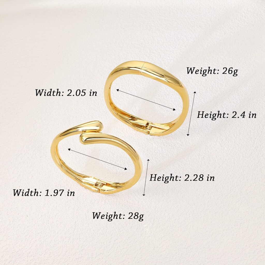 2Pcs Chunky Bracelet for Women, Girls Gold Bangle Bracelet 7in Minimalist Silver Chunky Bangles Easter Gifts, Trendy Gold Arm Cuff Upper Arm Band, Stack Bead Pearl Gift Summer Jewelry 2pcs chunky bracelet for women review visual
