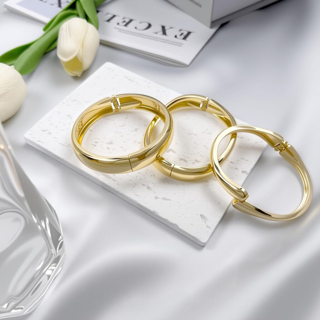 Chunky gold cuff bangles review image