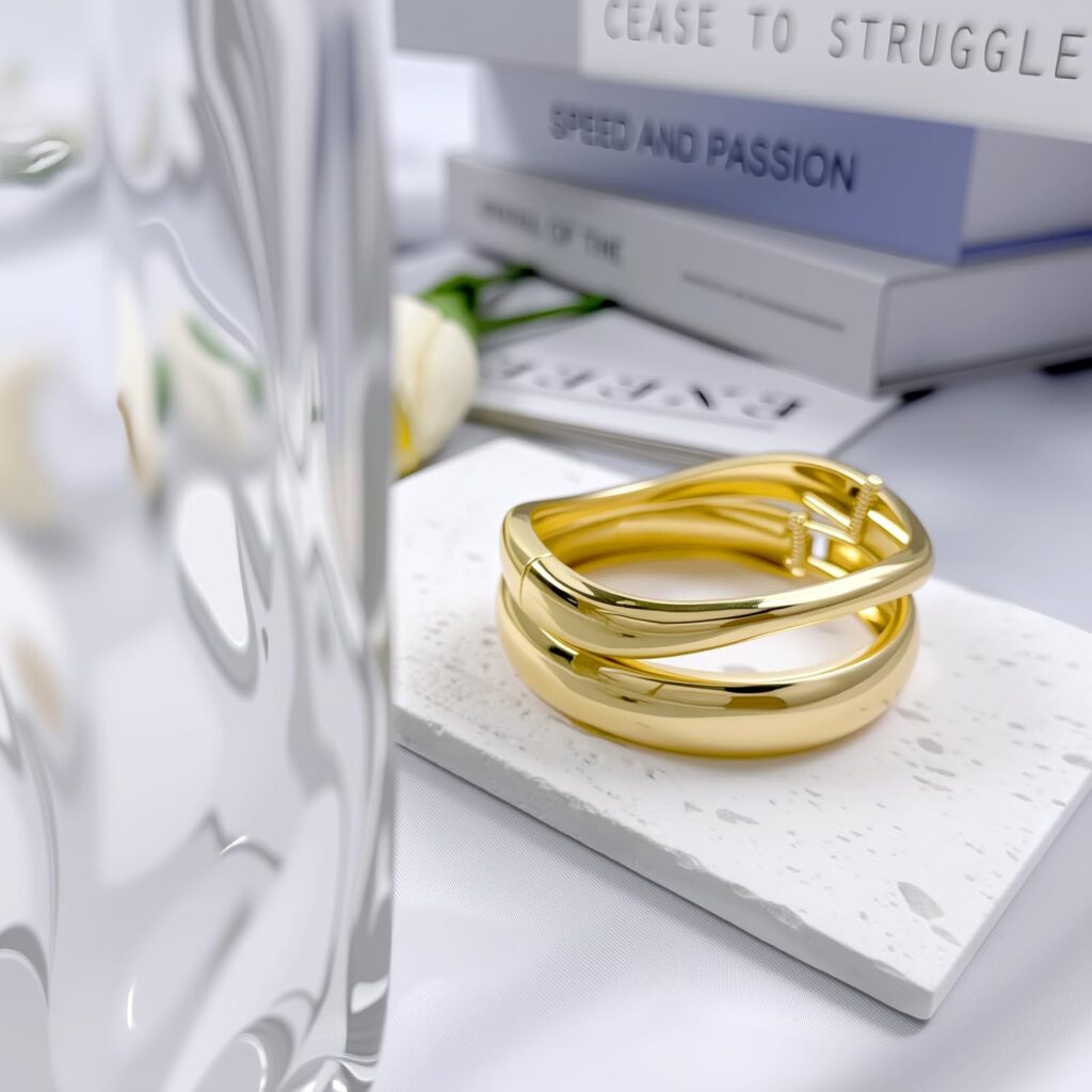 Chunky gold cuff bangles review visual