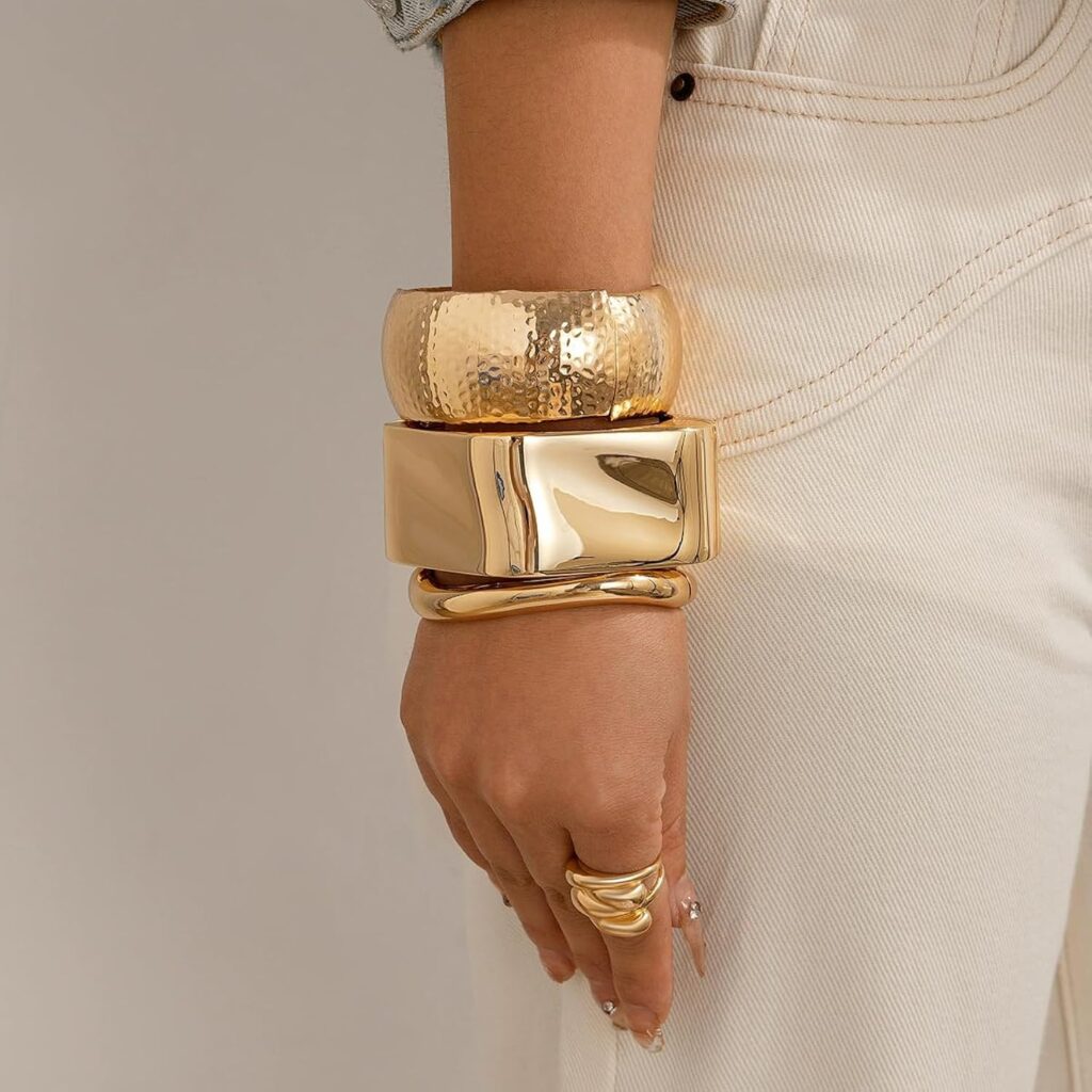 Cjiayujew 3pcs big chunky gold bangle review visual