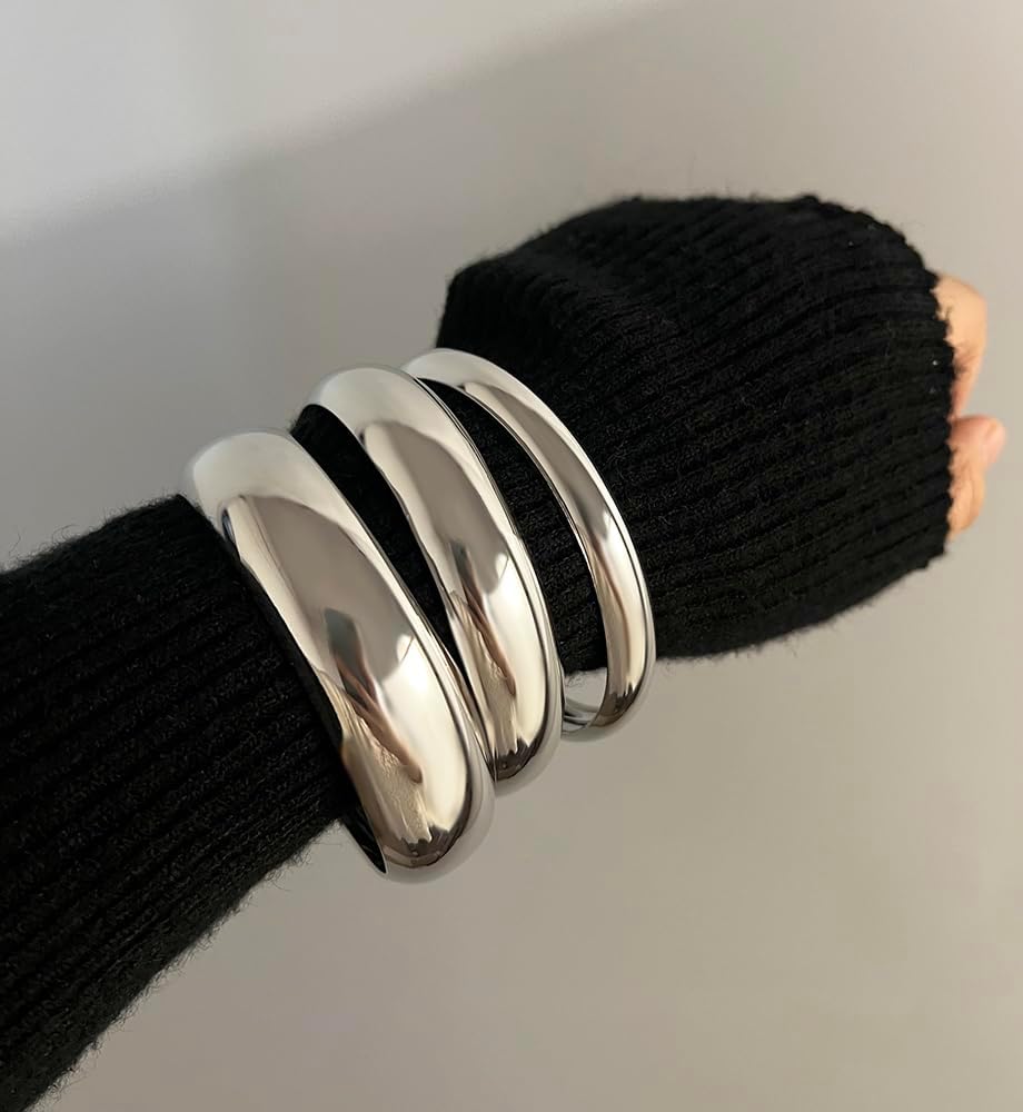 Dainty 14k Gold Plated Big Stackable Bangles Set review essentials Dainty 14k gold plated big stackable bangles set image