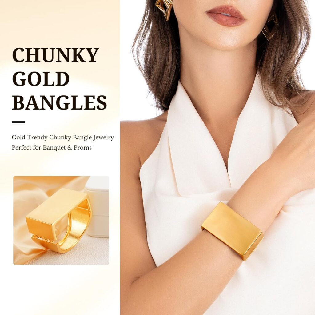 F&s chunky gold plated bangle bracelets review image