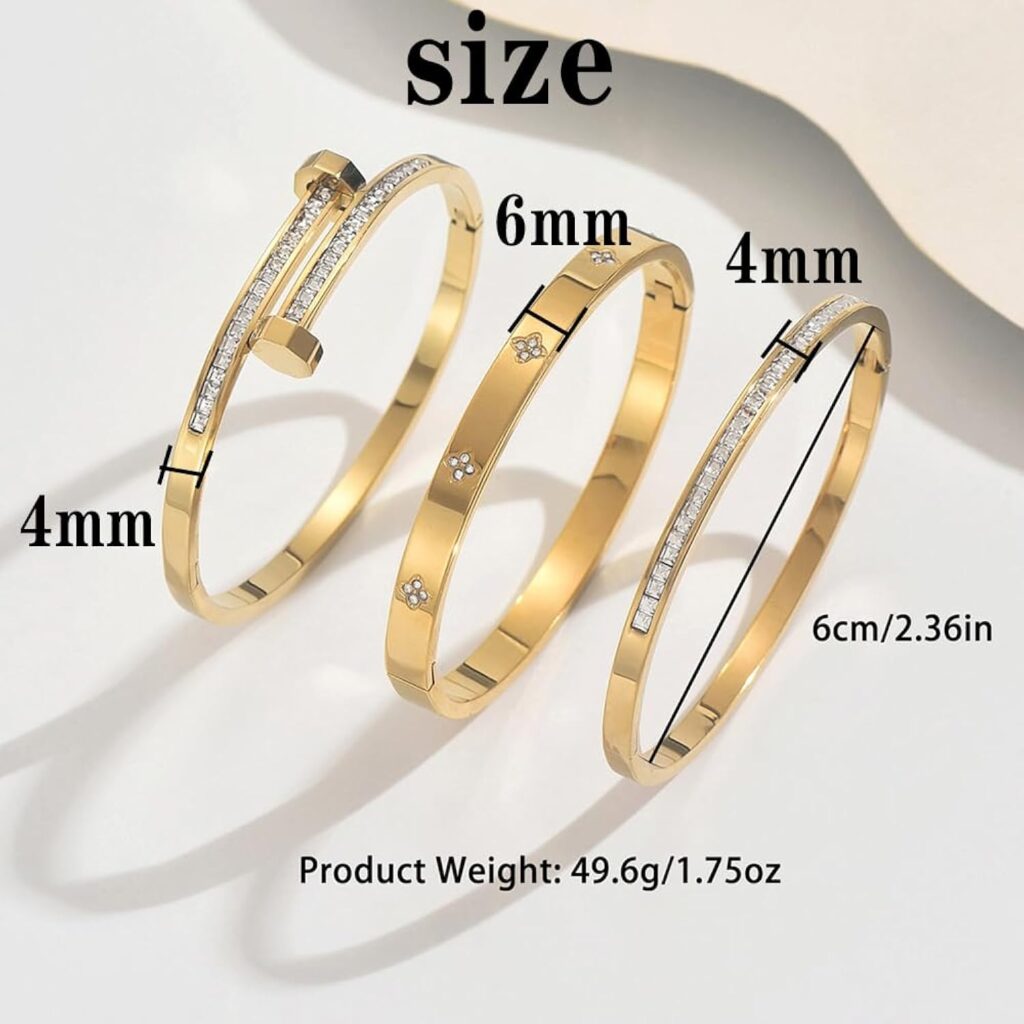 Gold plated bangle bracelets set for women review image