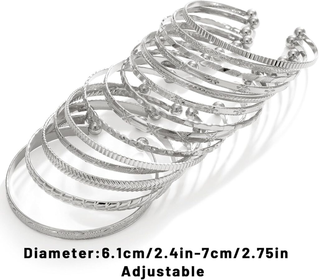 IFKM Gold Bangles Bracelets For Women, 14k Gold Plated Multi Layer Stackable Open Bracelet Set, Elegance Trendy Charms Non Tarnish Minimalist Textured Boho Jewelry Gift for Women Ifkm gold bangles bracelets review picture