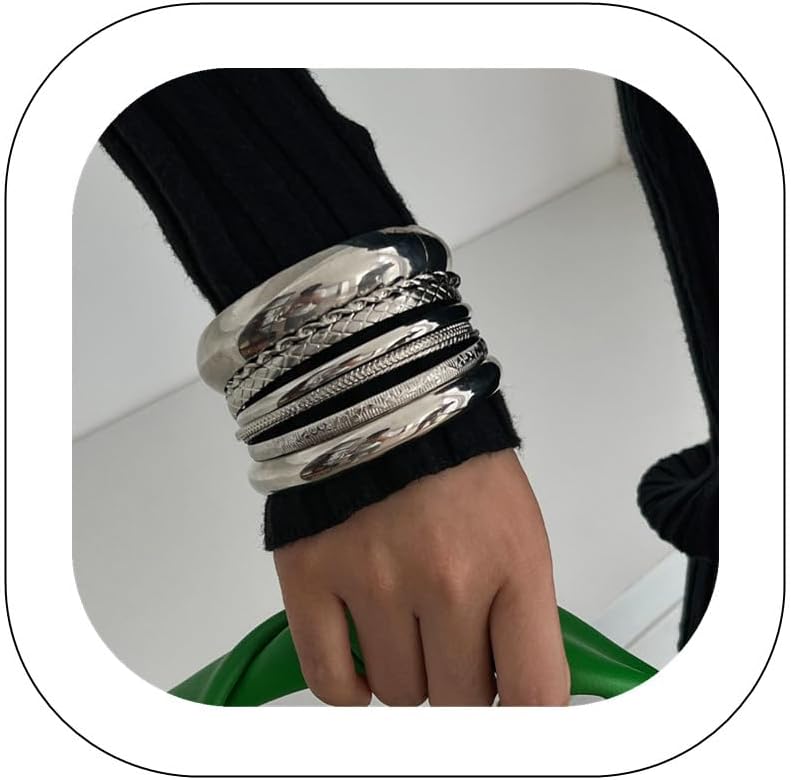 Punk metal bangle bracelets set review picture
