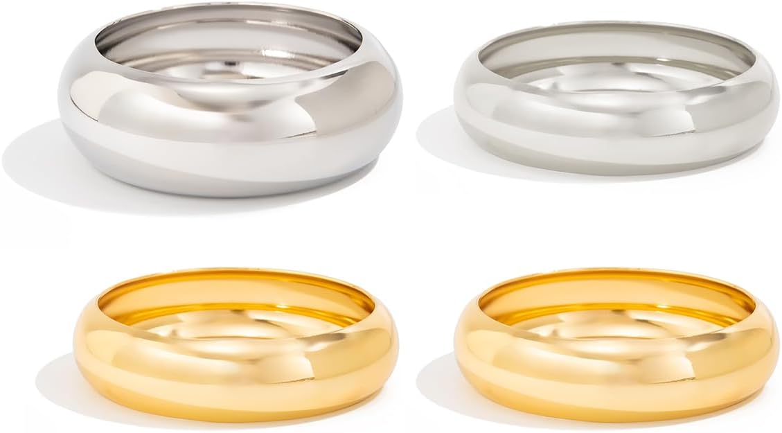 Salircon Chunky Gold Bangle Bracelets for Women Gold Chunky Bracelet, Trendy Stackable Bangles Minimalist Cuff Fashion…