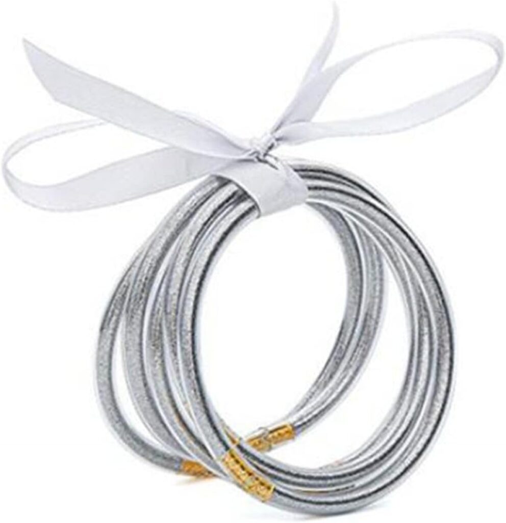 Sparkling jelly silicone bangle bracelet set review illustration