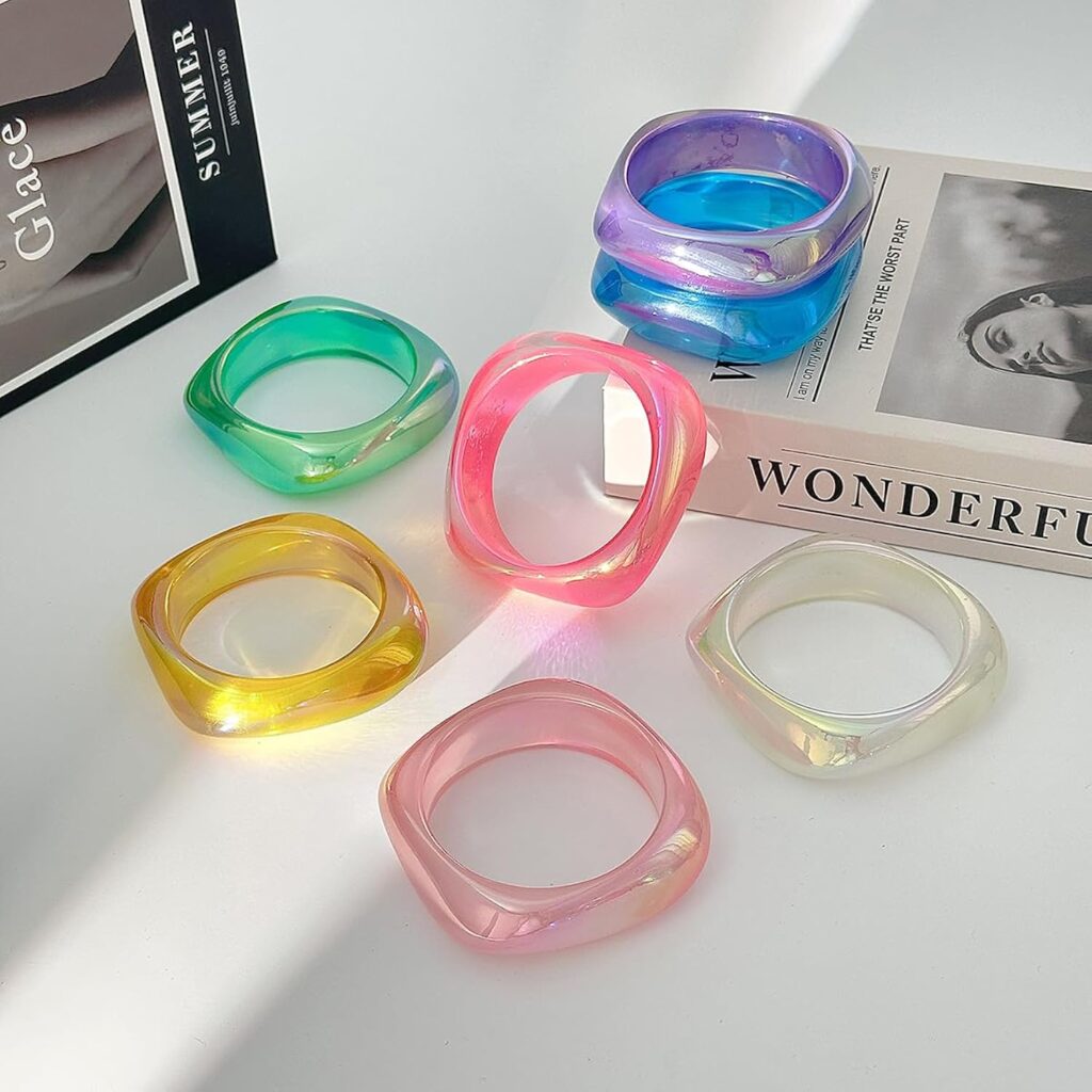 Women's iridescent acrylic bangle bracelet review photo