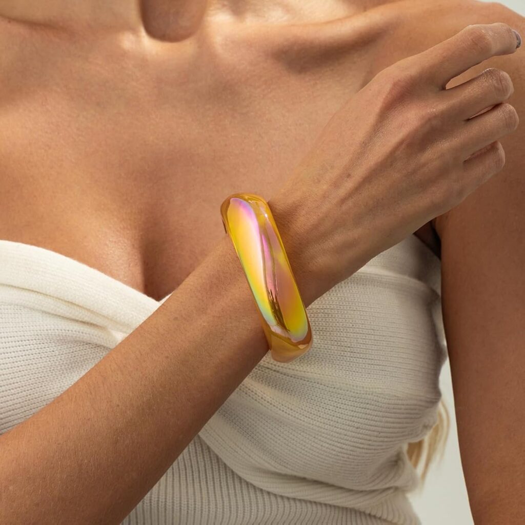 Women's iridescent acrylic bangle bracelet review photo